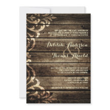 Rustic Barn Wood Damask Casamento vintage Convite