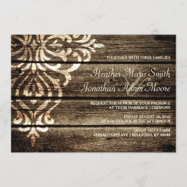 Rustic Barn Wood Damask Casamento vintage Convite