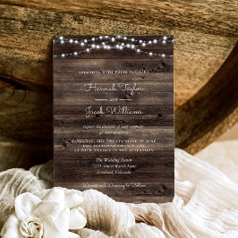 Rustic Barn Wood String Luzes De Casamento Convite