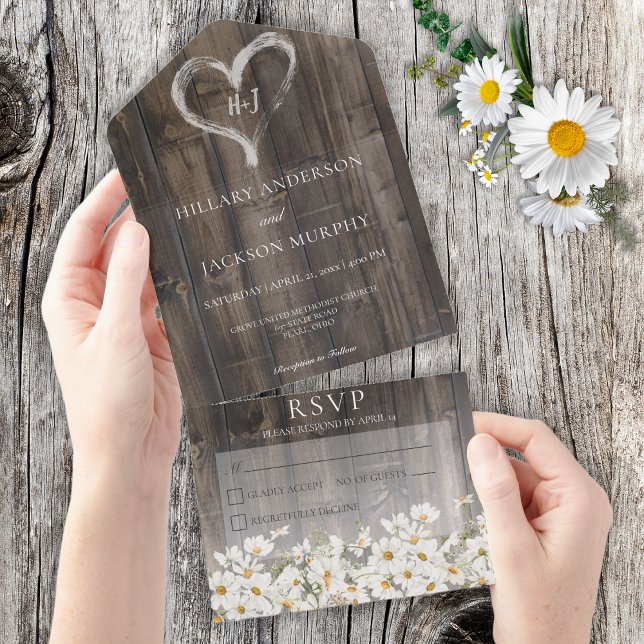 Rustic Barnwood & Daisies Sem Janto (Criador carregado)