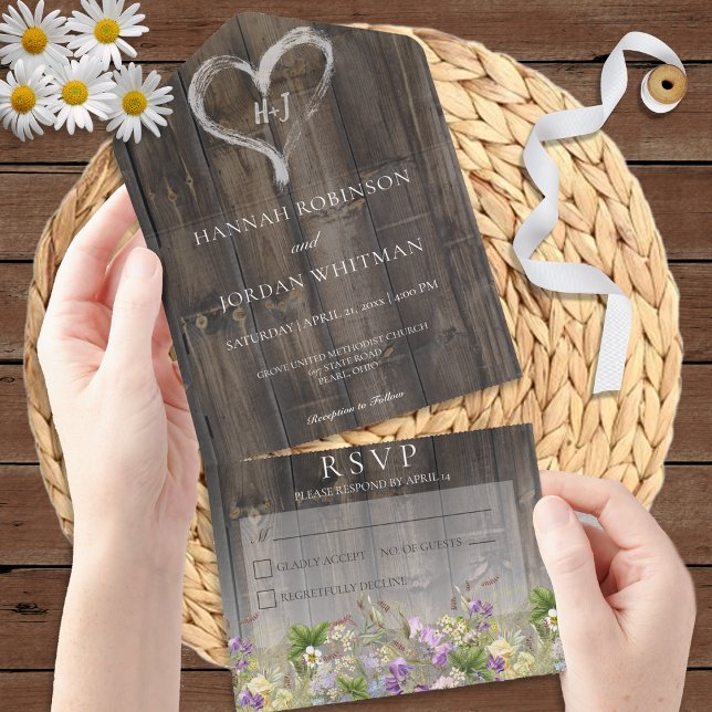Rustic Barnwood e Wildflower Sem Janto (Criador carregado)