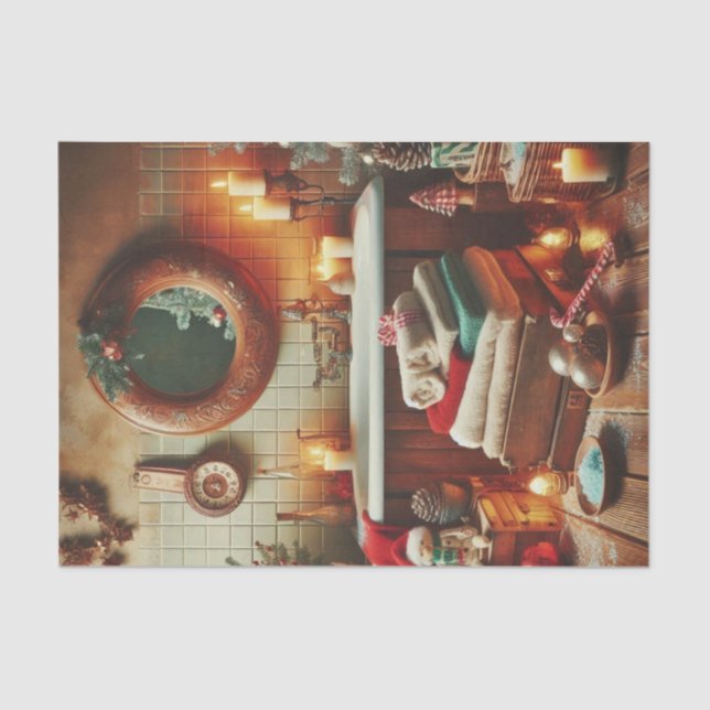 Rustic Bathroom Decorre Papel de Tecido de Natal (Frente )