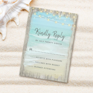 Rustic Beach String Lights Wood Weding RSVP