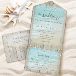 Rustic Beach String Luz Casamento Costeiro