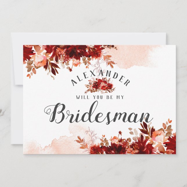 Rustic Beaufloral Be My Bridesman Proposta Card (Frente)