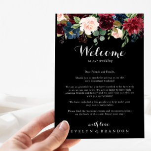 Rustic Black Botanical Wedding Letter Welcome