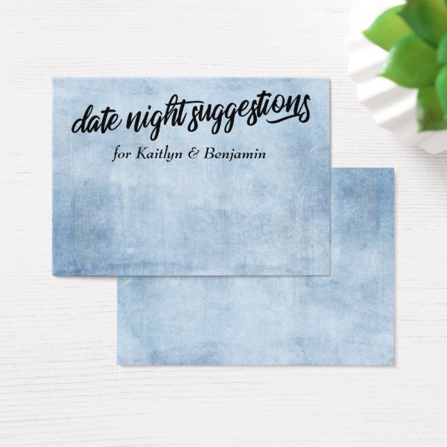 Rustic Blue Date Sugestões Noturnas Novos Cartões (Mesa)