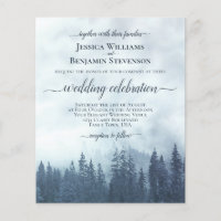 Rustic Blue Pine Trees BUDGET Casamento Convite