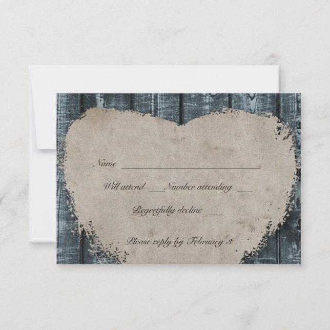 Rustic Blue Wood Heart rsvp com envelopes (Frente)