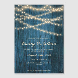 Rustic Blue Wood String Luzes De Casamento Convite