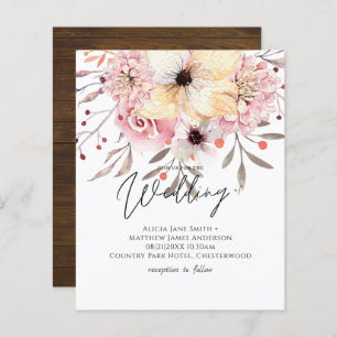 Rustic Blush Pink Floral Sage Budget Casamento Inv