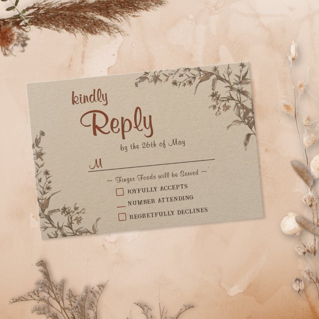 Rustic Boho Earthy Terracotta Wildlfower RSVP Card (Criador carregado)
