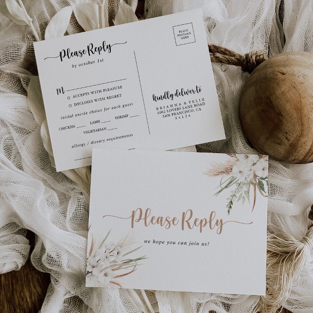 Rustic Boho Elegant Floral Menu Choice RSVP (Criador carregado)