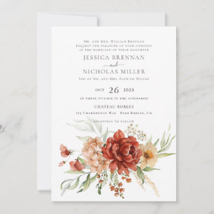 Rustic Boho Fall Flowers Convite De Casamento