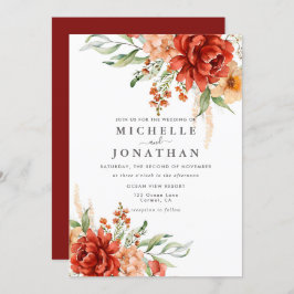 Rustic Boho Fall Flowers Convite De Casamento