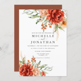 Rustic Boho Fall Flowers Convite De Casamento