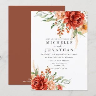 Rustic Boho Fall Flowers Convite De Casamento