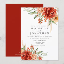 Rustic Boho Fall Flowers Convite De Casamento