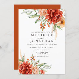 Rustic Boho Fall Flowers Convite De Casamento