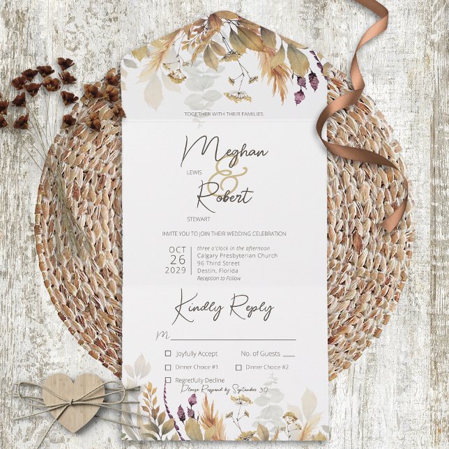 Rustic Boho Fall Wildflower Janto Branco (Criador carregado)