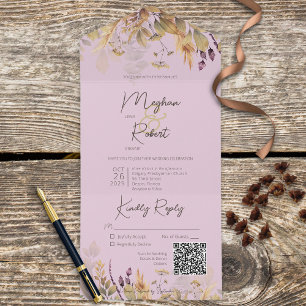 Rustic Boho Fall Wildflower Purple Código QR