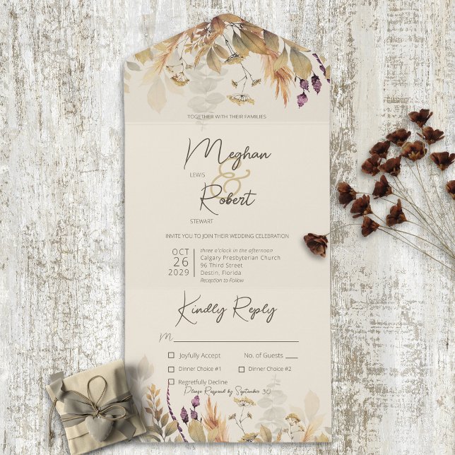 Rustic Boho Fall Wildflower Tan Janto (Criador carregado)
