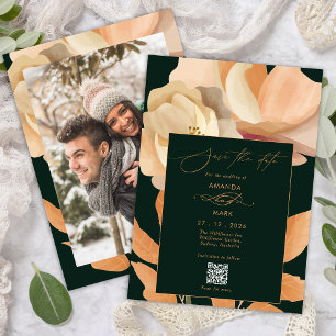 Rustic Boho Floral Green Salvar a data Convite