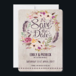 Rustic Boho Floral Salvar a Data Convite<br><div class="desc">Salve o convite de Data com lindas flores de aquarela boêmicas</div>