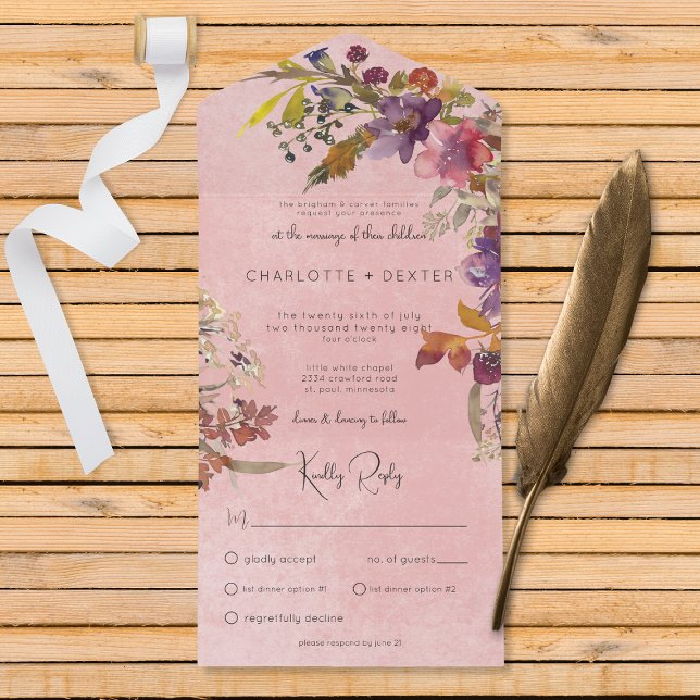 Rustic Boho Jewel Tone Florals Pink Janto (Criador carregado)