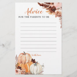 Rustic Boho Pumpkin Oh Baby Advice Card