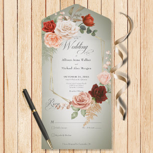 Rustic Boho Rust Peach Floral Frame Sage No Janta