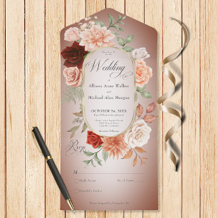 Rustic Boho Rust Peach Floral Oval Rust Sem Janto