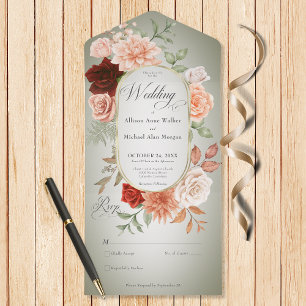 Rustic Boho Rust Peach Floral Oval Sage No Janta