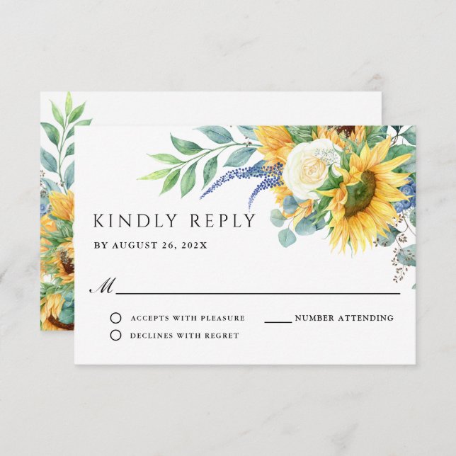Rustic Boho Sunflower RSVP (Frente/Verso)