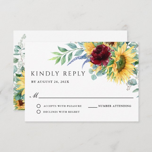 Rustic Boho Sunflower RSVP (Frente/Verso)