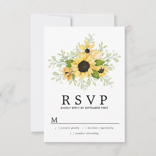Rustic Boho Yellow Sunflower Summer Weding RSVP (Frente)