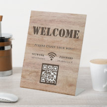Rustic Bold Wood Grain Bem-vindo Código QR WIFI