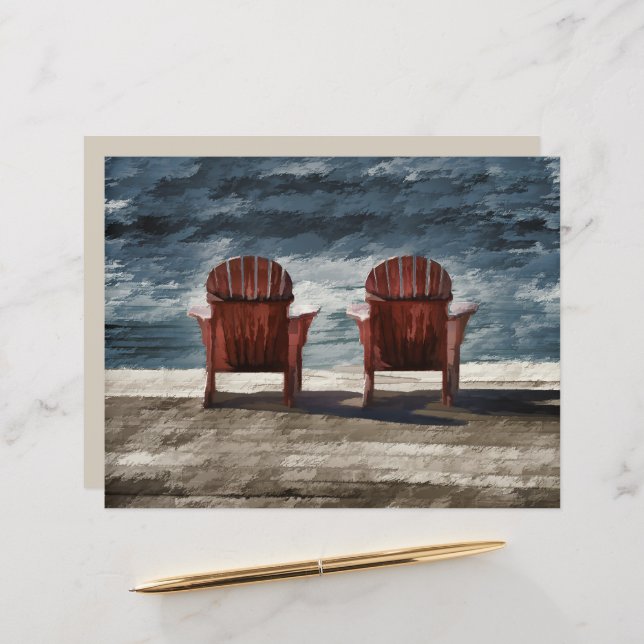 Rustic Brown Adirondack Beach Chairs Art (Frente/Verso In Situ)