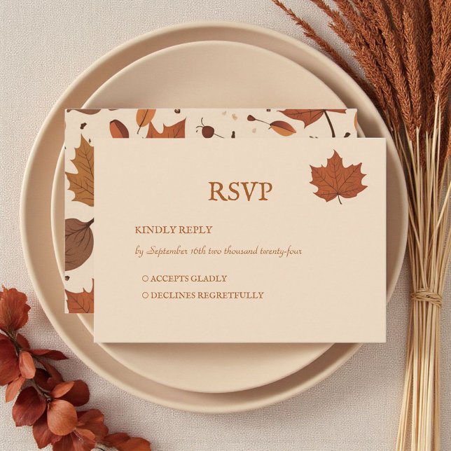 Rustic Brown Beige Burnt Orange Floral Autumn RSVP (Criador carregado)