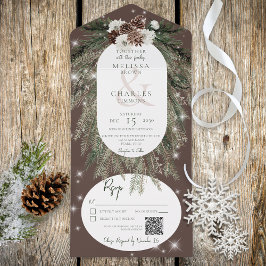 Rustic Brown Pine Winter Sparkle QR