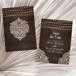 Rustic Brown String Light Salve o Cartão de Data