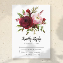 Rustic Burgundy Blush Floral Monogramas RSVP de Ca