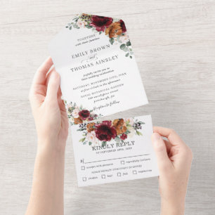 Rustic Burgundy Blush Rust Ivory Floral Casamento