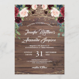 Rustic Burgundy Marsala Convite Floral Para Casame