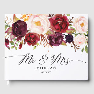 Rustic Burgundy Marsala Livro de Convidados