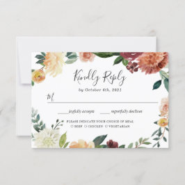 Rustic Burgundy Peach Orange Floral Casamento RSVP