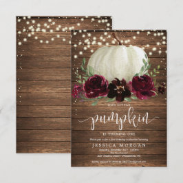 Rustic Burgundy Pumpkin Primeiro Convite de Aniver