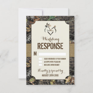 Rustic Burlap + Deer Hunting Camo RSVP Cards