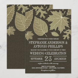 Rustic Burlap Dourado Fall Deixa Convites De Casam