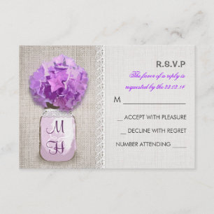 Rustic Burlap Mason Jar Pink Hydrangea RSVP